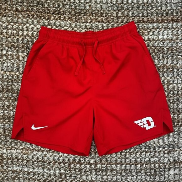 Nike Dayton Flyers Athletic Workout Gym Shorts (Medium) Red Dri-Fit - Picture 1 of 9